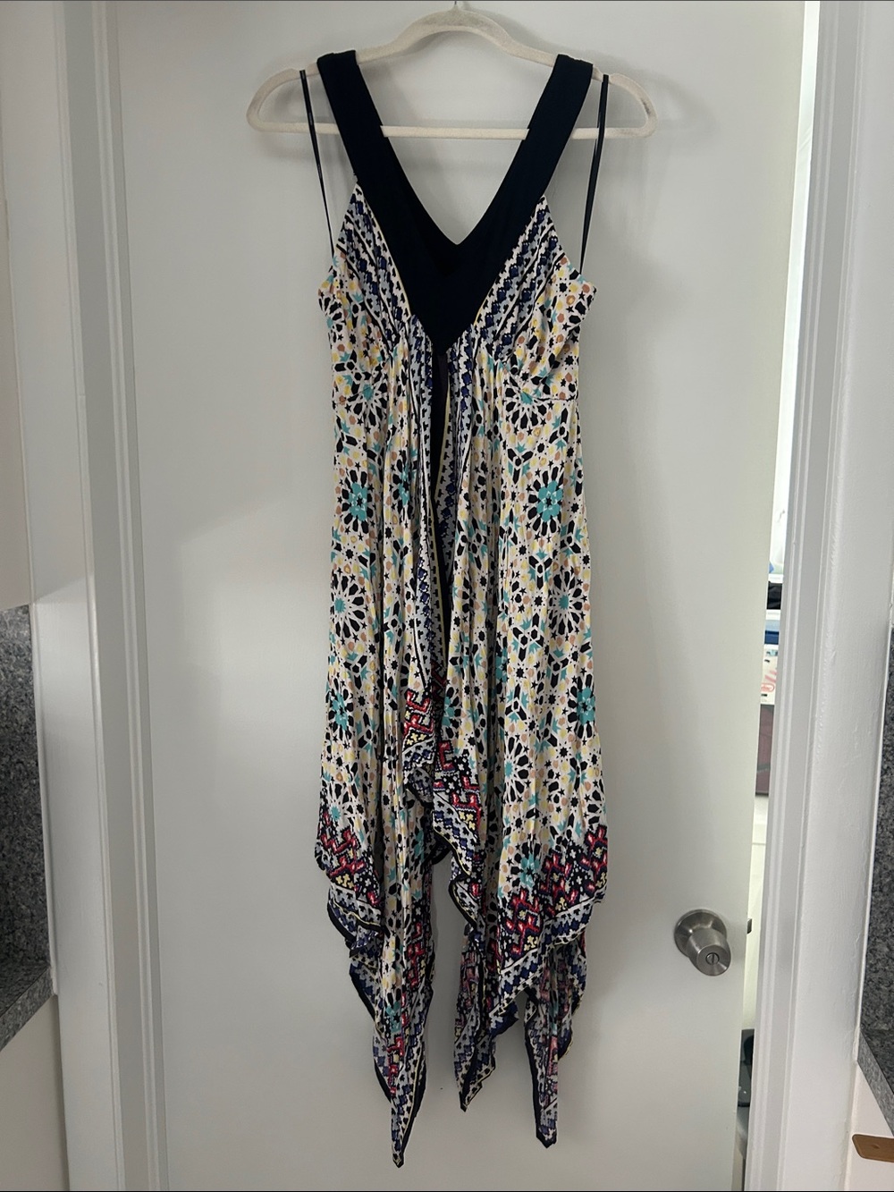 Forever 21 Black Top with Multicolor Pattern